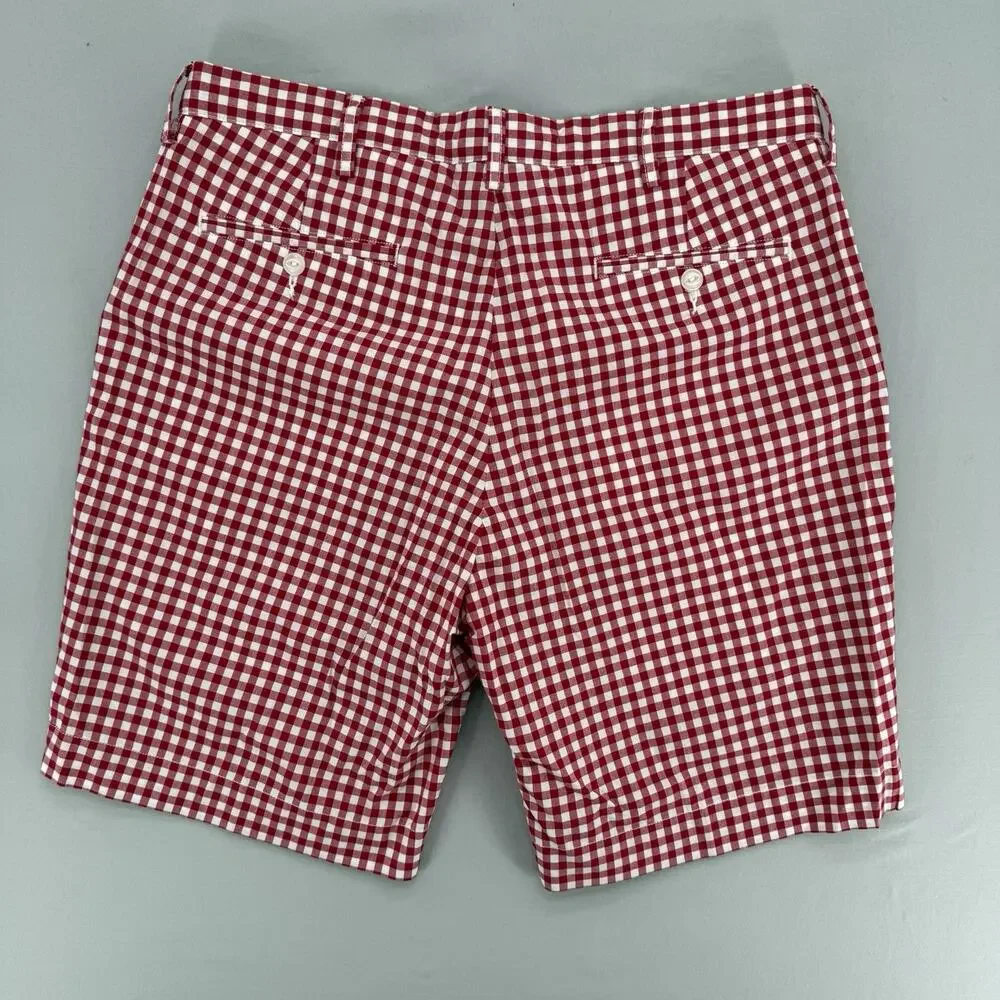 NEW Polo Ralph Lauren Suffield Shorts Mens Size 35 Red & White Gingham Check